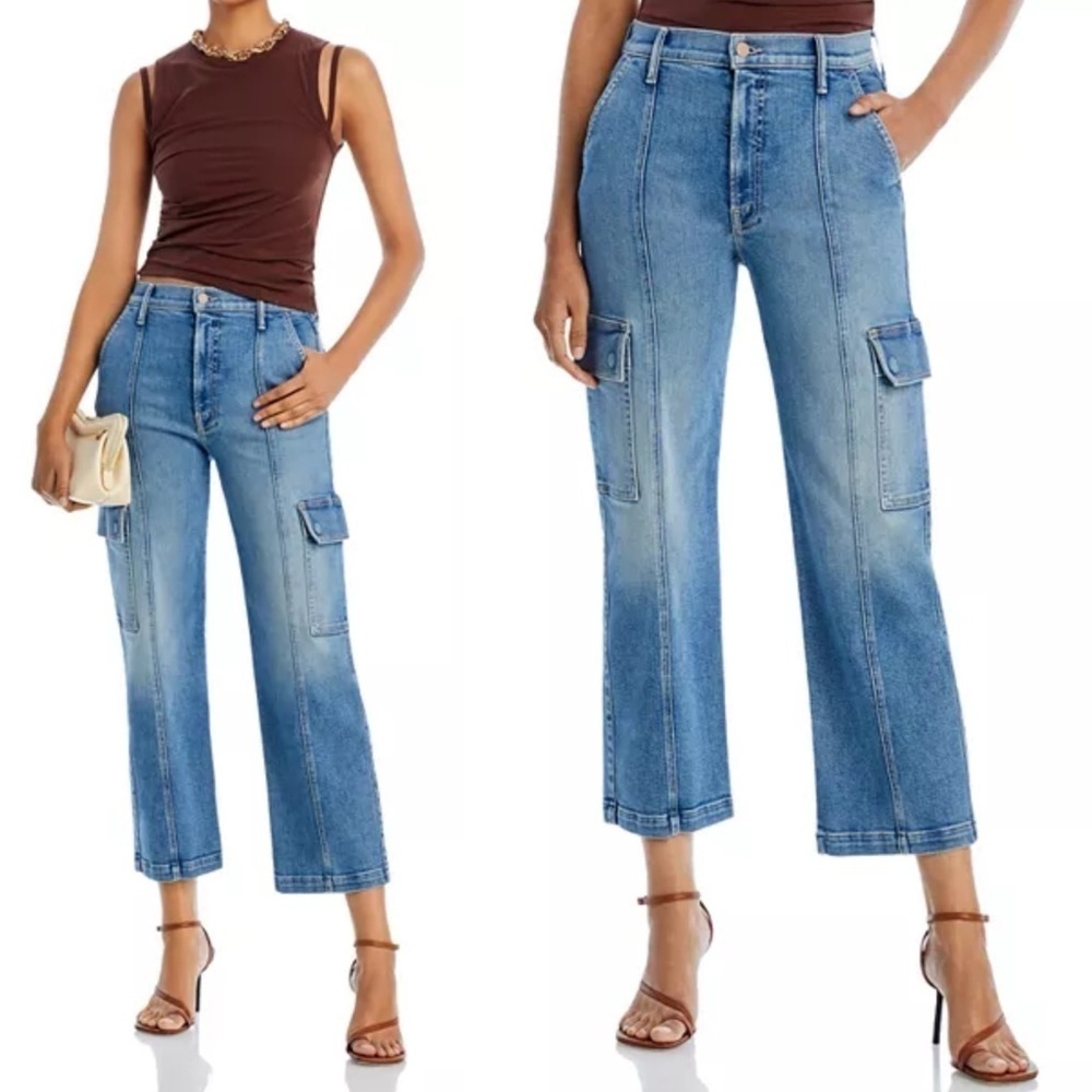 MOTHER- The Rambler Cargo Ankle Jeans in Riding the Cliffside Size 27 Mid Wash